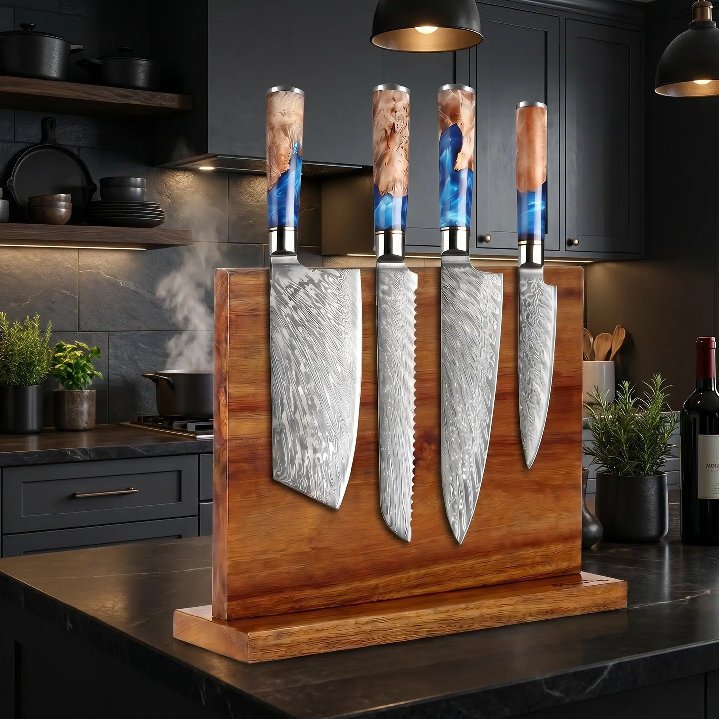 Double-Sided Magnetic Wooden Knife Block